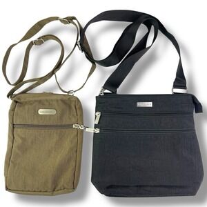 Baggallini Crossbody Bag Bundle of 2 Black & Brown Nylon Travel Purses Clean!